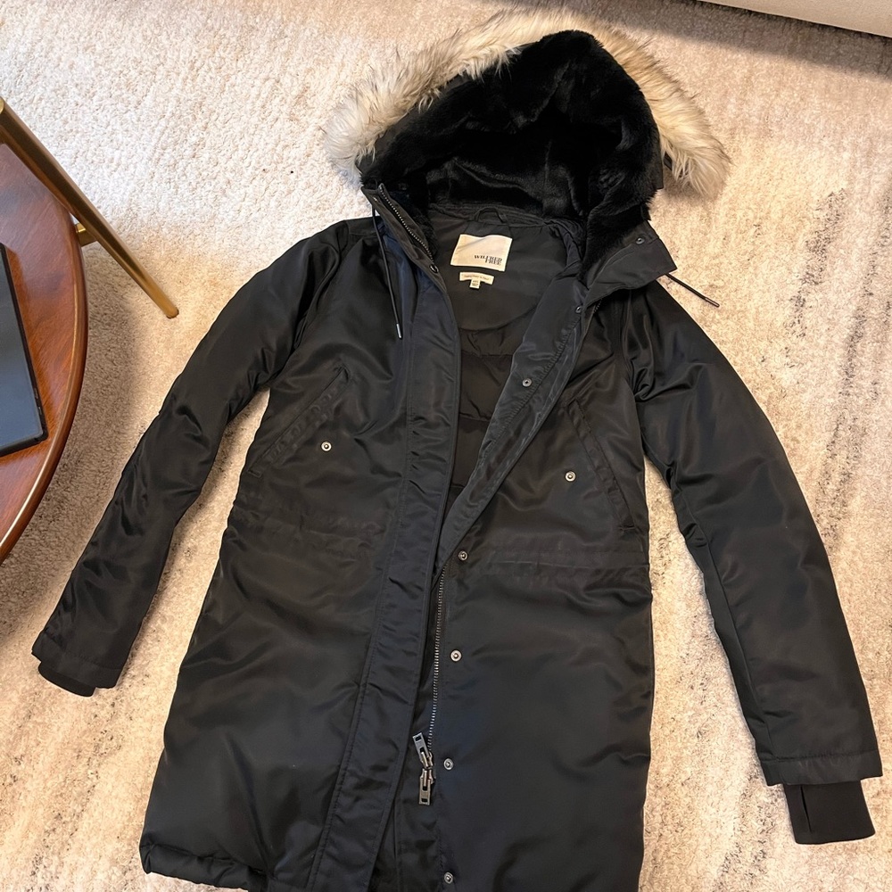COPY - Aritzia black jacket with hooded fur (xxs)